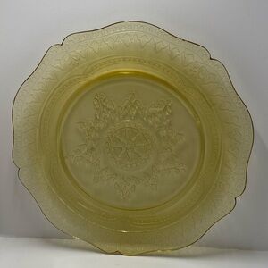 Federal Glass Patrician Spoke Yellow Amber Dinner Plate 11" Depression Glass